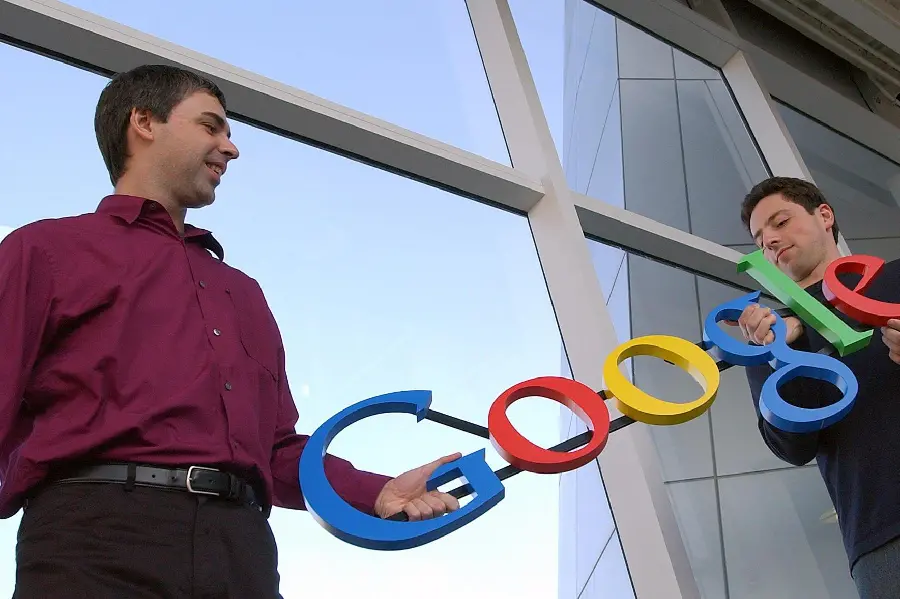 Creative wallpaper of two famous faces Larry Page and Sergey Brin