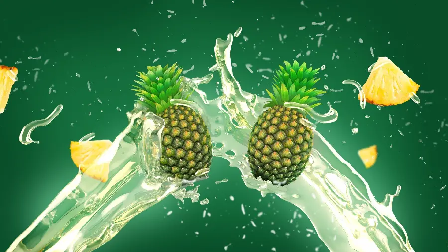 Special and interesting background in the year 1403 of pineapple used in fresh juice advertisements
