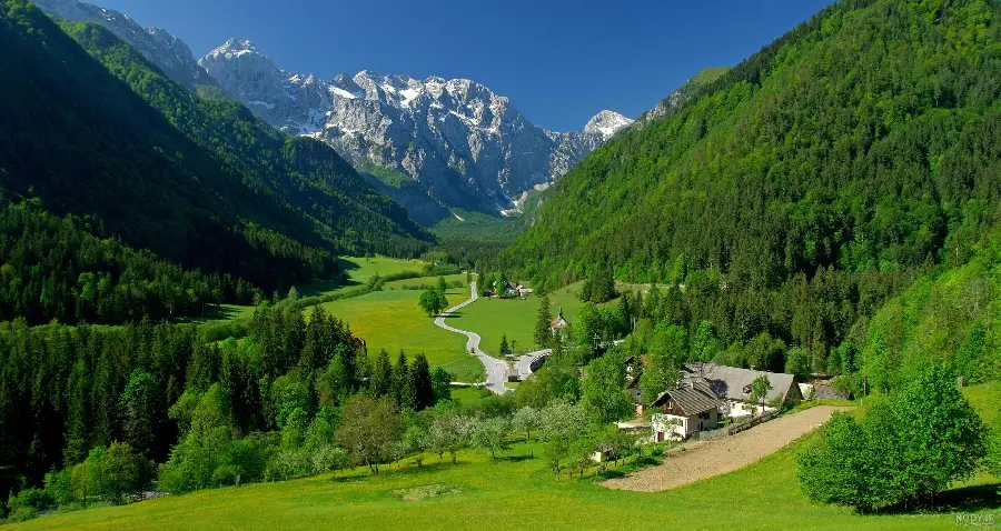 A stunning image of the Logar Valley located in Slovenia