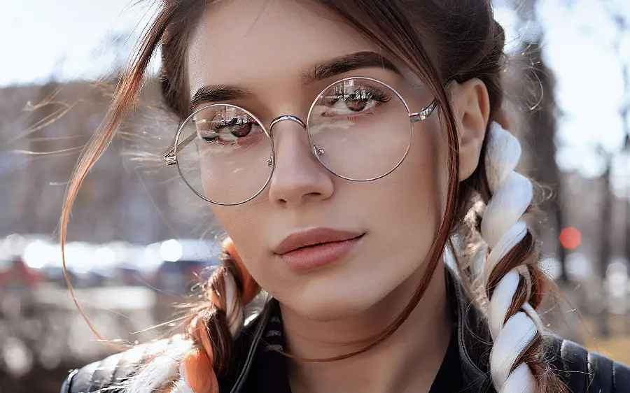 Different and interesting wallpaper of Dua Lipa with round frame glasses