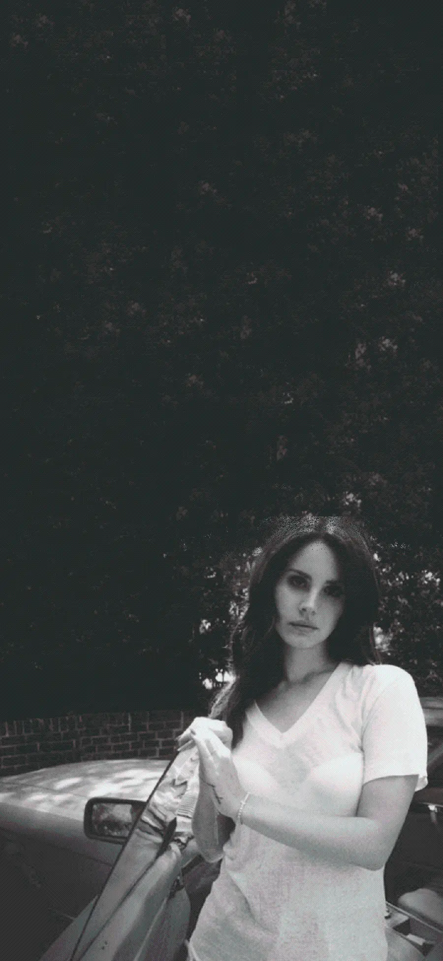 Black and white wallpaper of Lana Del Rey for her fans