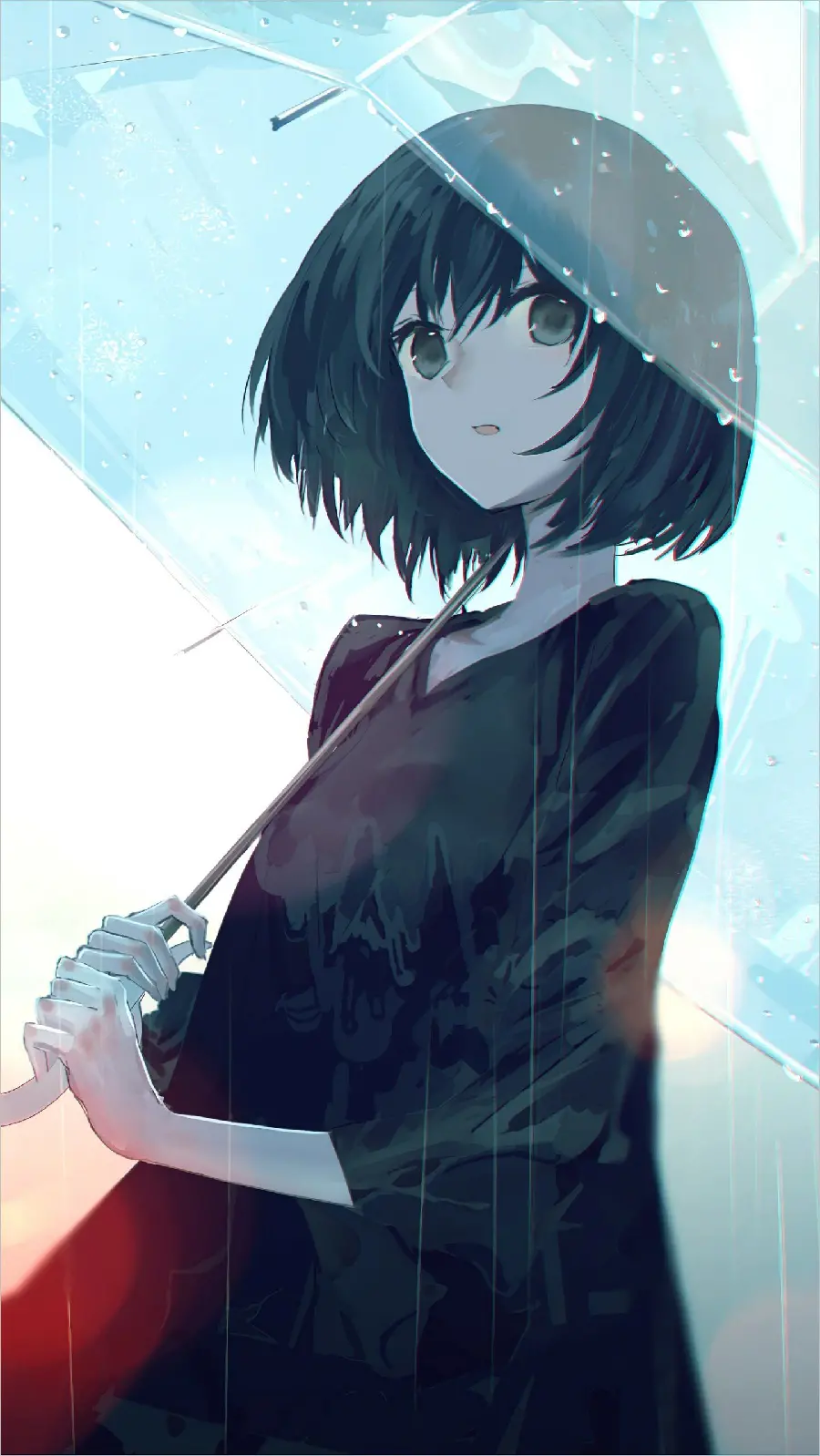 Stylish and modern anime profile of a girl with an umbrella