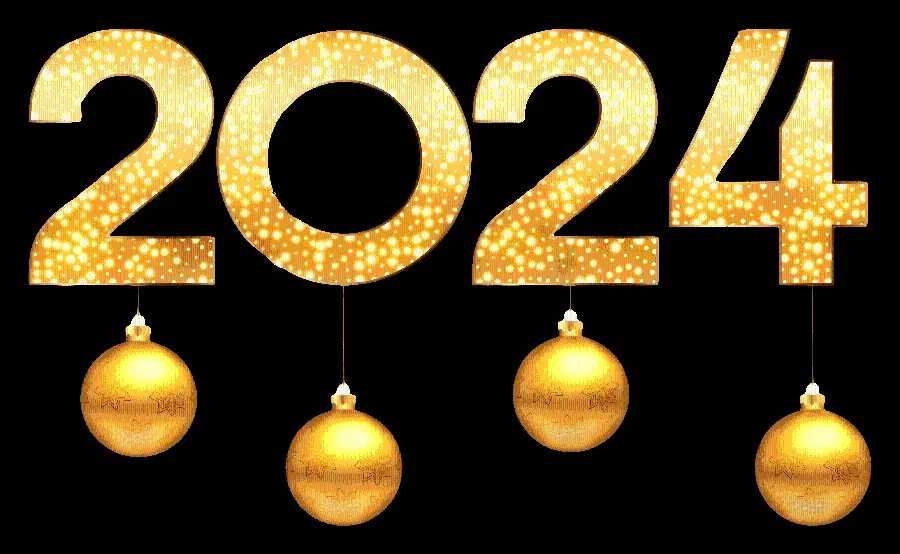 Photo with a 2024 design in gold as a Png file