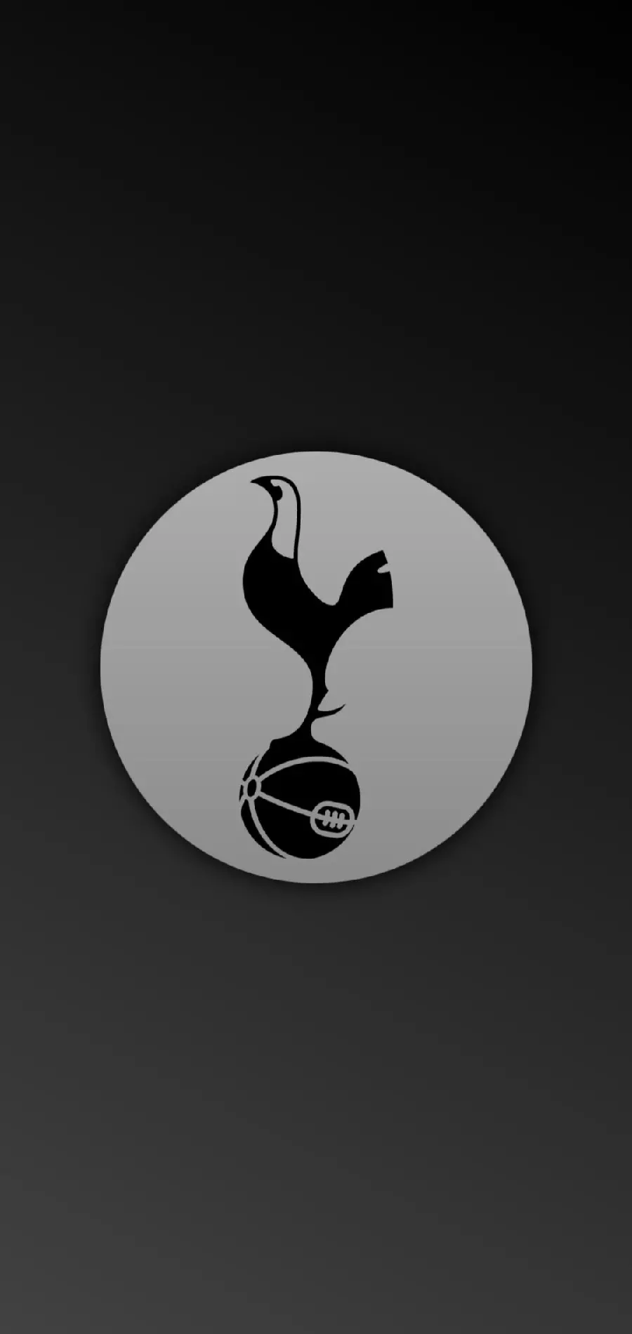 Wallpaper of the Tottenham logo in a black and white theme suitable for phone backgrounds