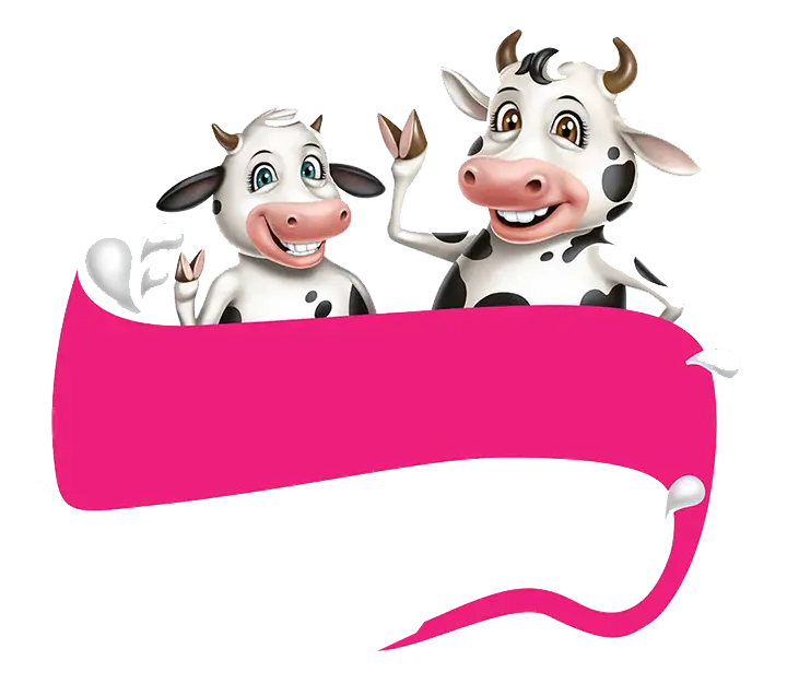 Cute Cartoon Black and White Cows PNG Photo