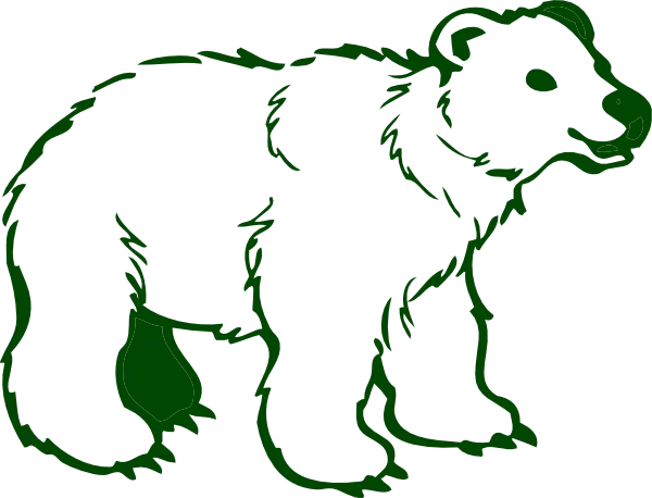 Photo of a bear drawing drawn in green for coloring PNG