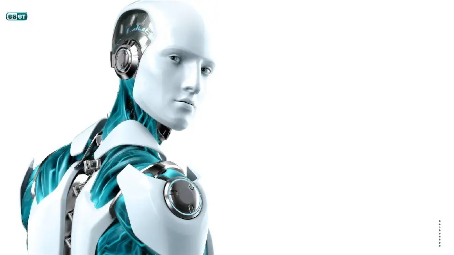Robot stock photo Cool antivirus nod32 on white background