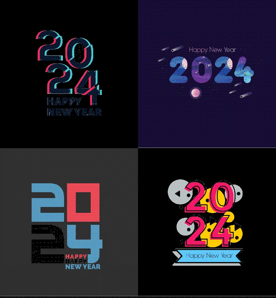 Four 2024 Greetings Designs in One Frame High quality
