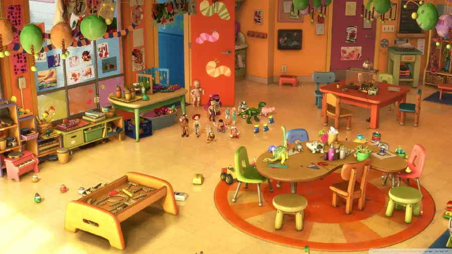 Photo of living dolls from the famous animation Toys in kindergarten