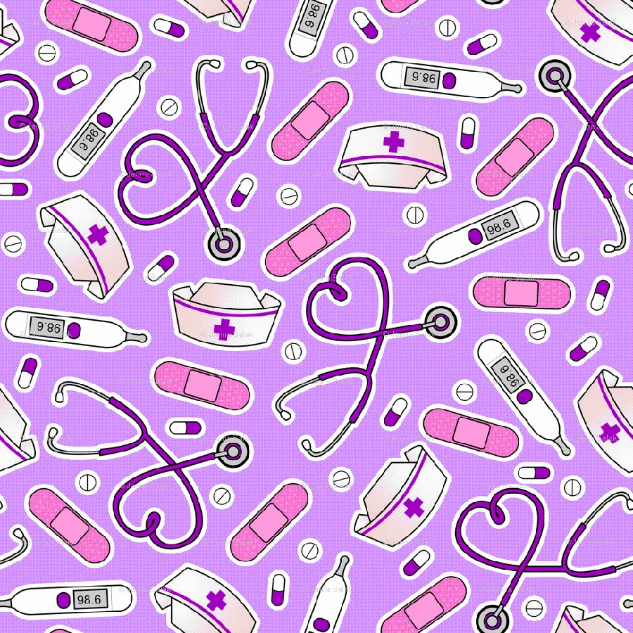 Girl's photo of nursing supplies with a purple background, suitable for a profile 