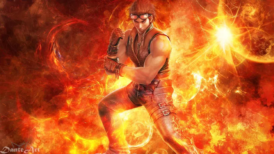 Hwoarang Hwoarang in a fiery fight with enemies 