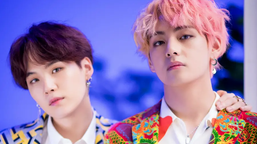 Picture of Suga and Taehyung in a frame of BTS members for printing