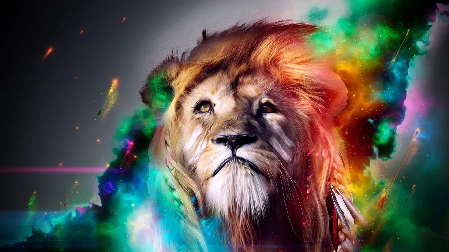 Lion King of the Jungle Wallpaper Surrealism Style