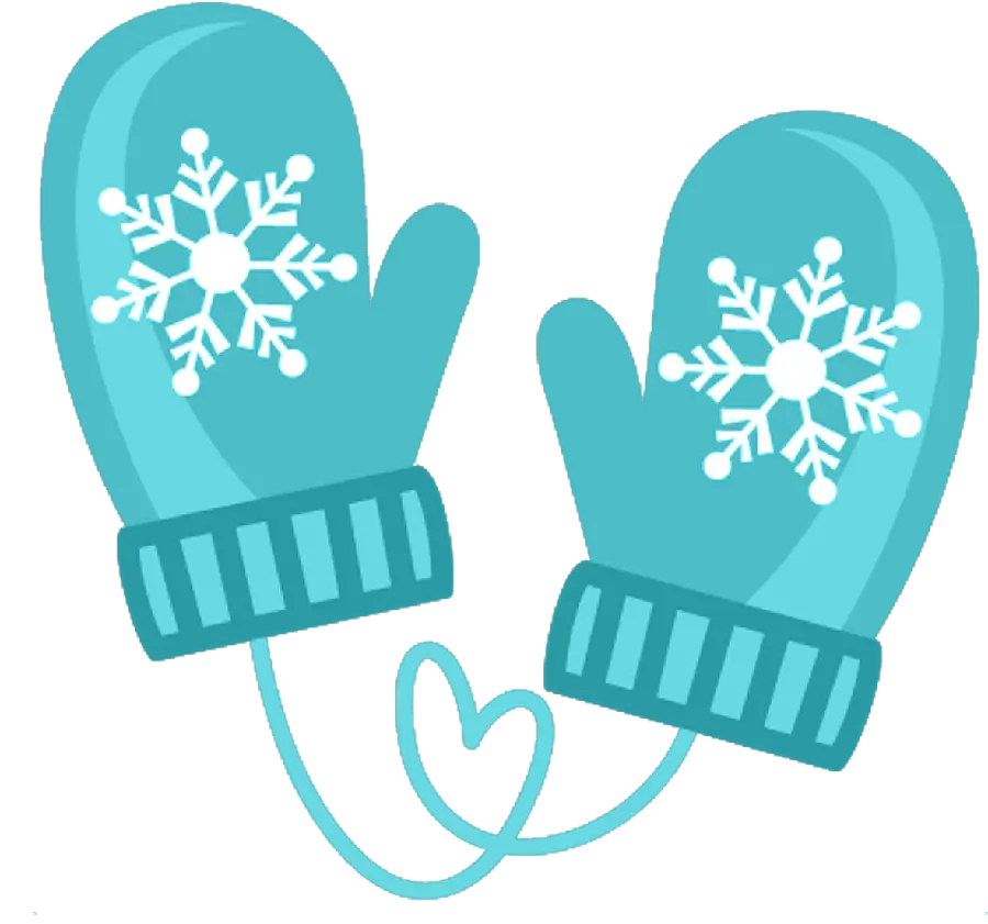 Blue gloves with a snowman design PNG suitable for printing