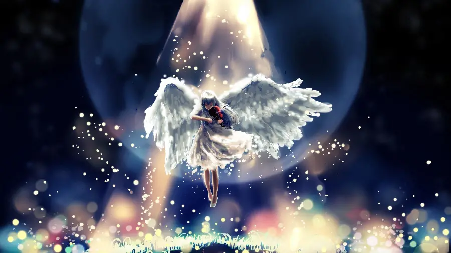 Popular anime picture of a beautiful angel flying 