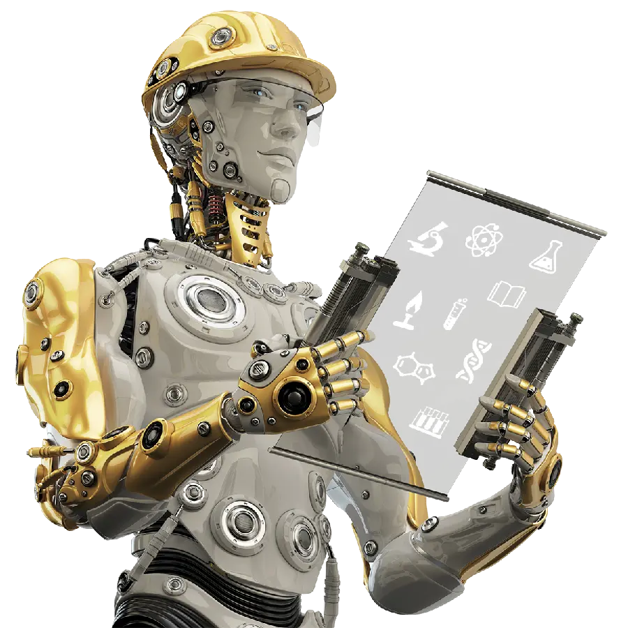 Download advanced and modern industry photo of smart robot design in PNG format