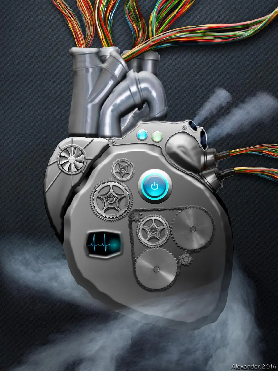 Interesting girl's photo with a machine heart design