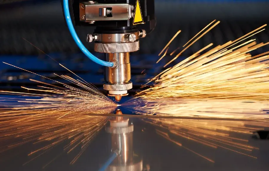 Photo of a close-up of laser cutting of metals in the metallurgical industry