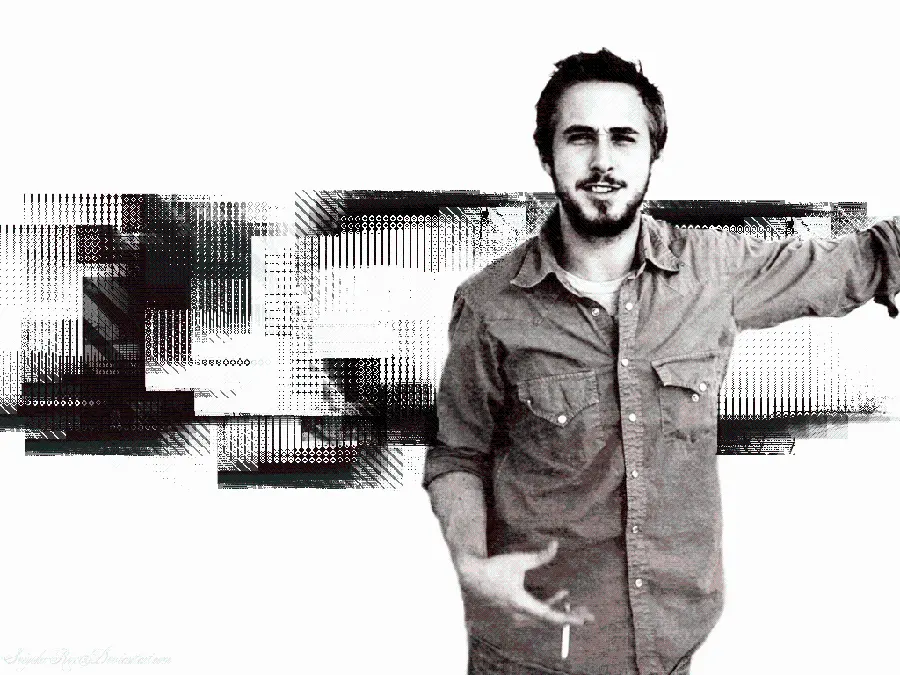 The Most Beautiful Black and White Picture of Ryan Gosling with a White Background