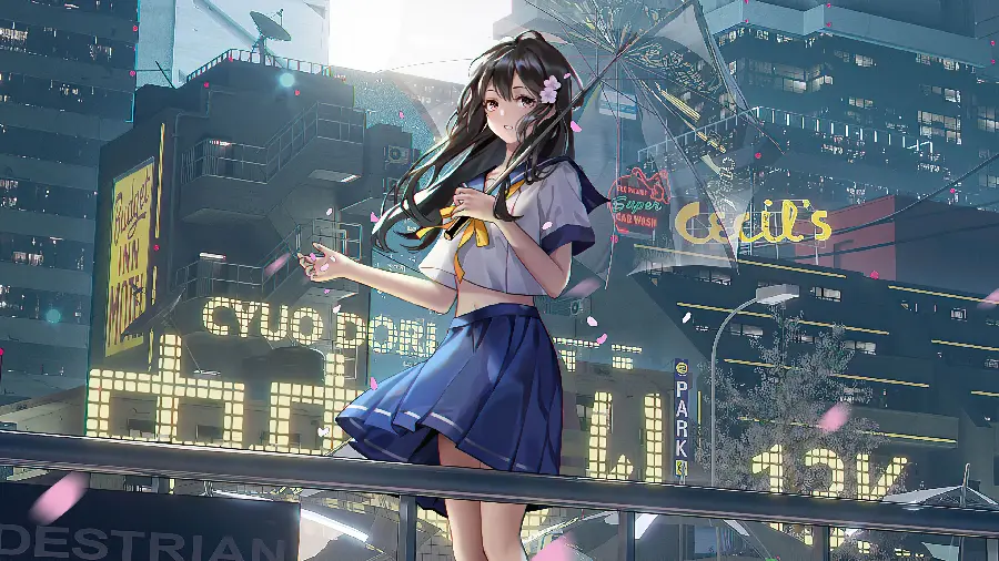 Free download of a profile picture Anime girl and boy with umbrella under the rain 