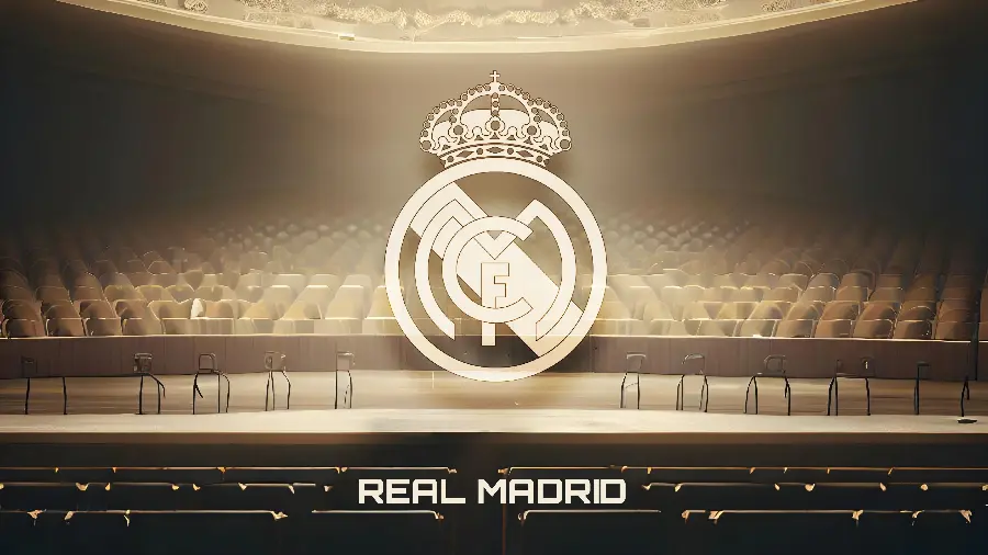 Golden Real Madrid logo photo for football boys and girls 