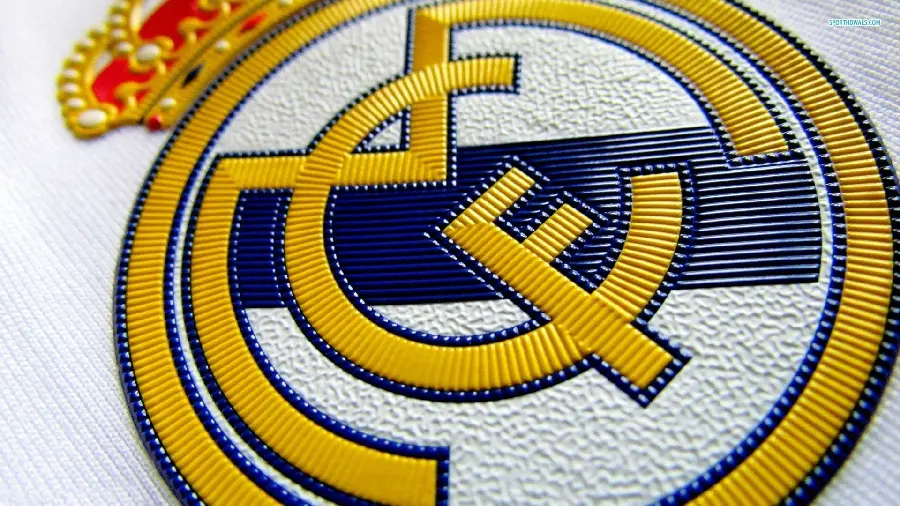 Real Madrid logo wallpaper with a white background and excellent quality