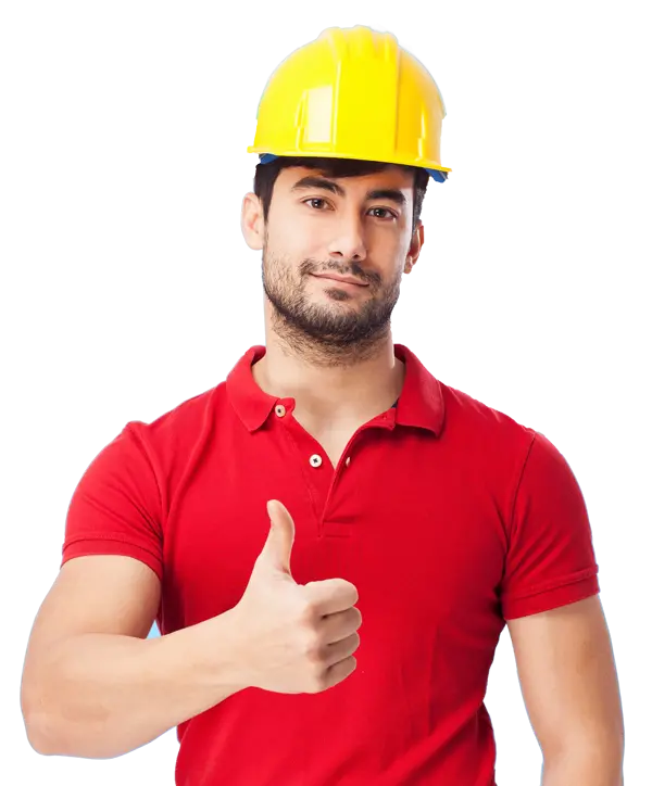 Download a cropped and PNG photo of a handsome civil engineer with a helmet