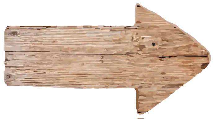 Photo of the right arrow in wooden form in PNG format