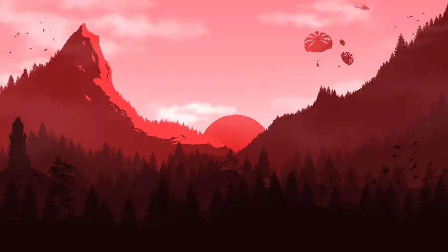 Download wallpaper in red and red theme in minimalist art style