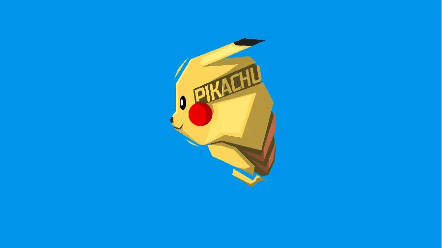 Wallpaper of the famous cartoon character Pikachu in a minimalist style