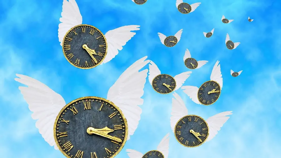 Stylish and unreal wallpaper of flying winged watches