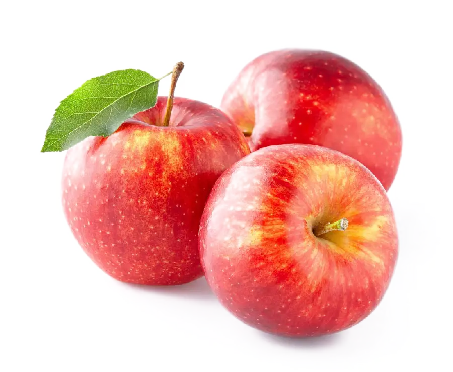 Image of a delicious fresh and ripe red apple in PNG format