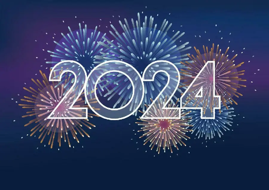 Colorful photo of the number 2024 with high quality for Christmas greetings