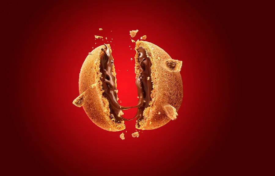 Wallpaper photo of a cake with chocolate filling for advertising cakes packaging