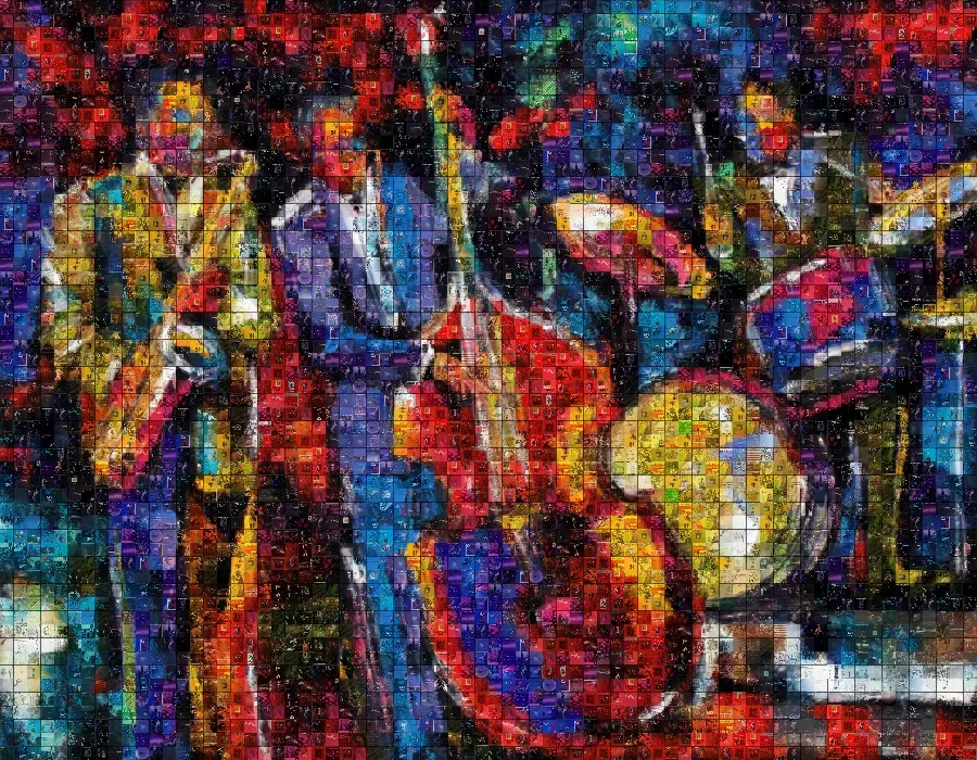 Cool wallpaper with hundreds of pieces arranged together with the theme of jazz