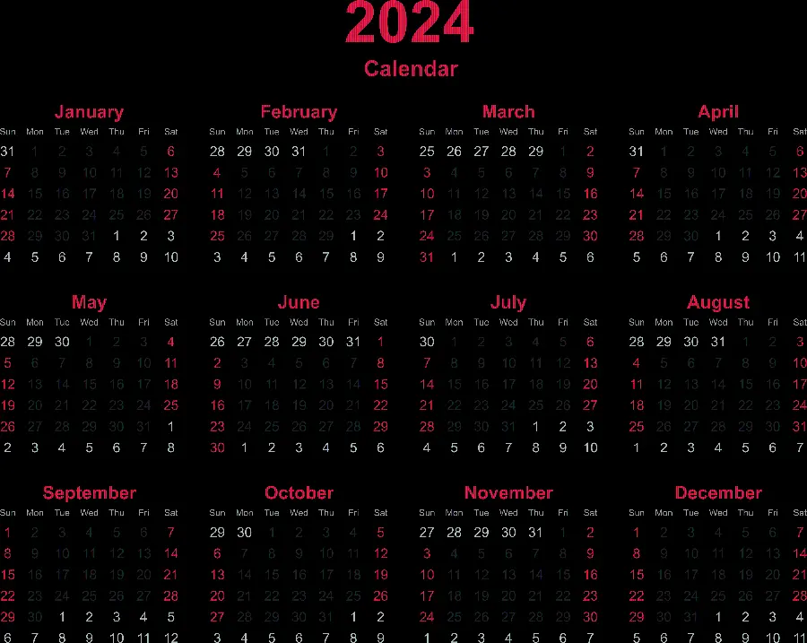 New Year's Calendar 2024 Wallpaper with the Best Quality