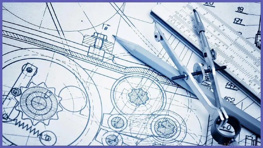 A photo of a precise drawing designed with a pen for engineers 