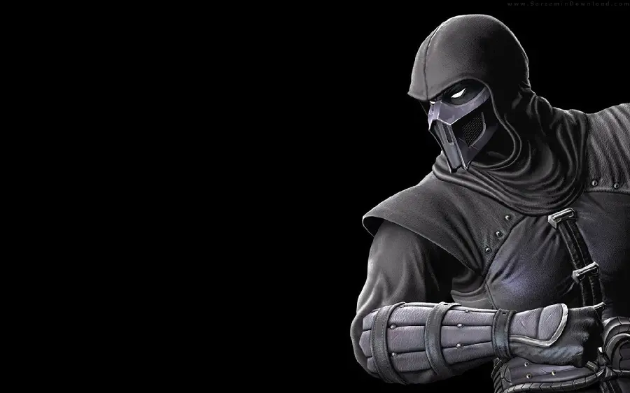 Image of a fictional character Noob Saibot from a computer game on a black background