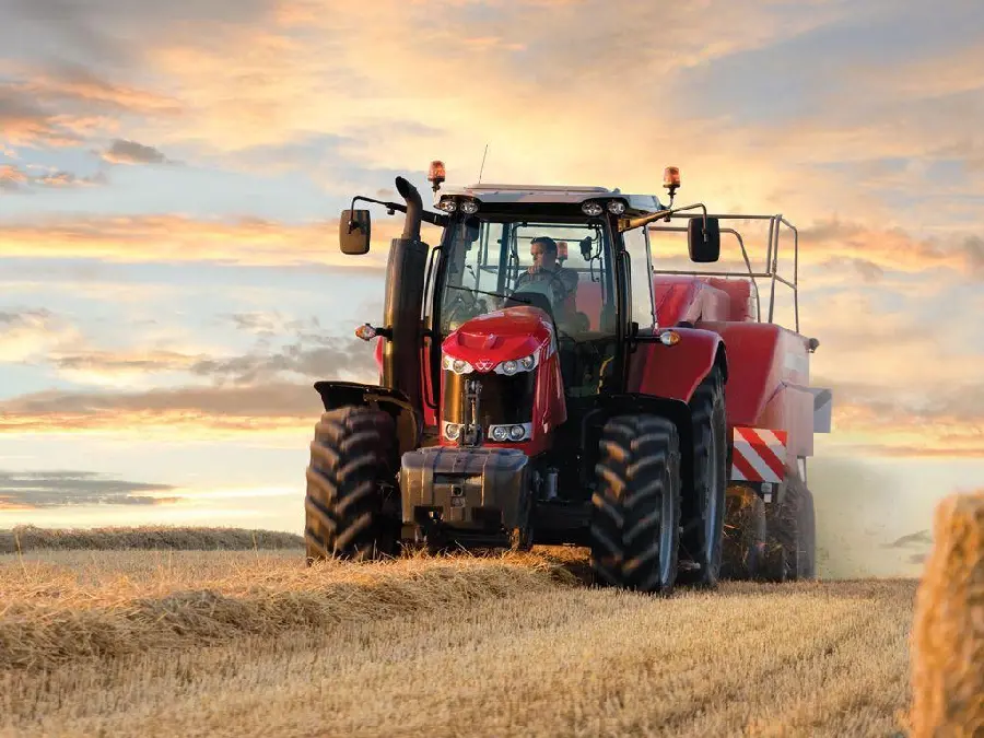 Background of a tractor working on a farm