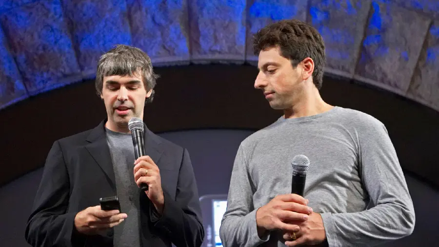 Download background image of Larry Page giving a news talk and speech