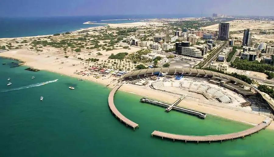 Stock image of the musical fountain of the Persian Gulf, a concert hall in Kish