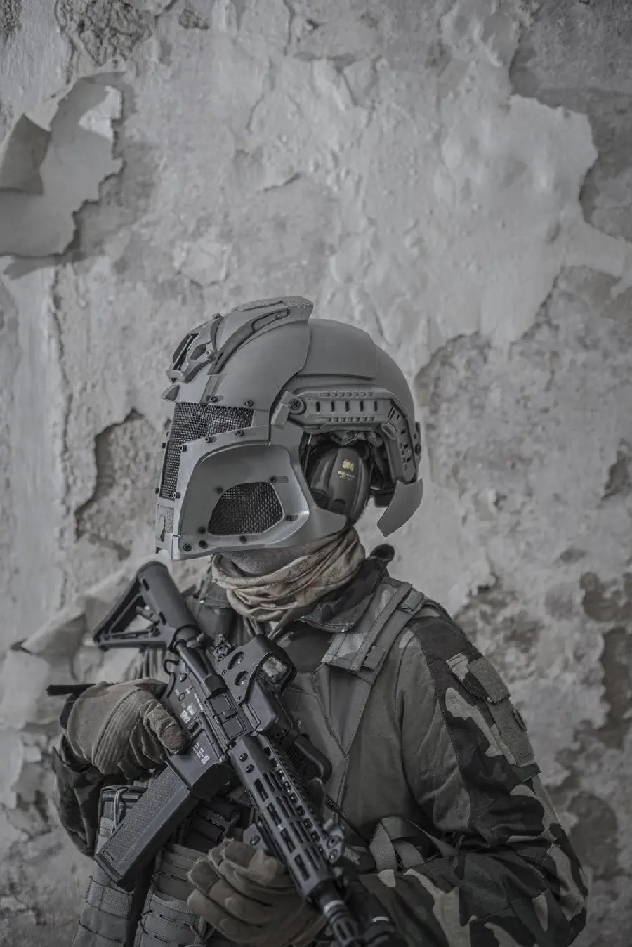 Stock image of a military commando with a special uniform and hat