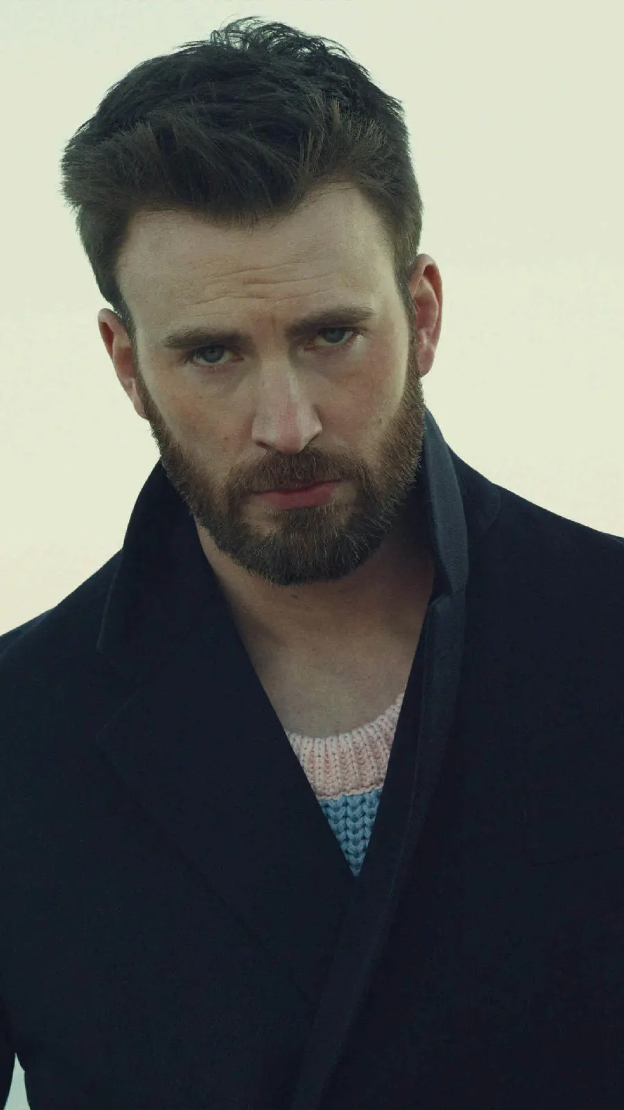 The Best Photo of Chris Evans from the Front View with a Beard