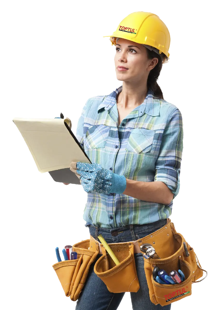 Image teleported and without background of female civil engineer in PNG format