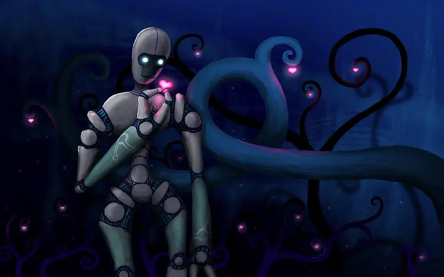 Special and different profile picture with a robot and a heart design