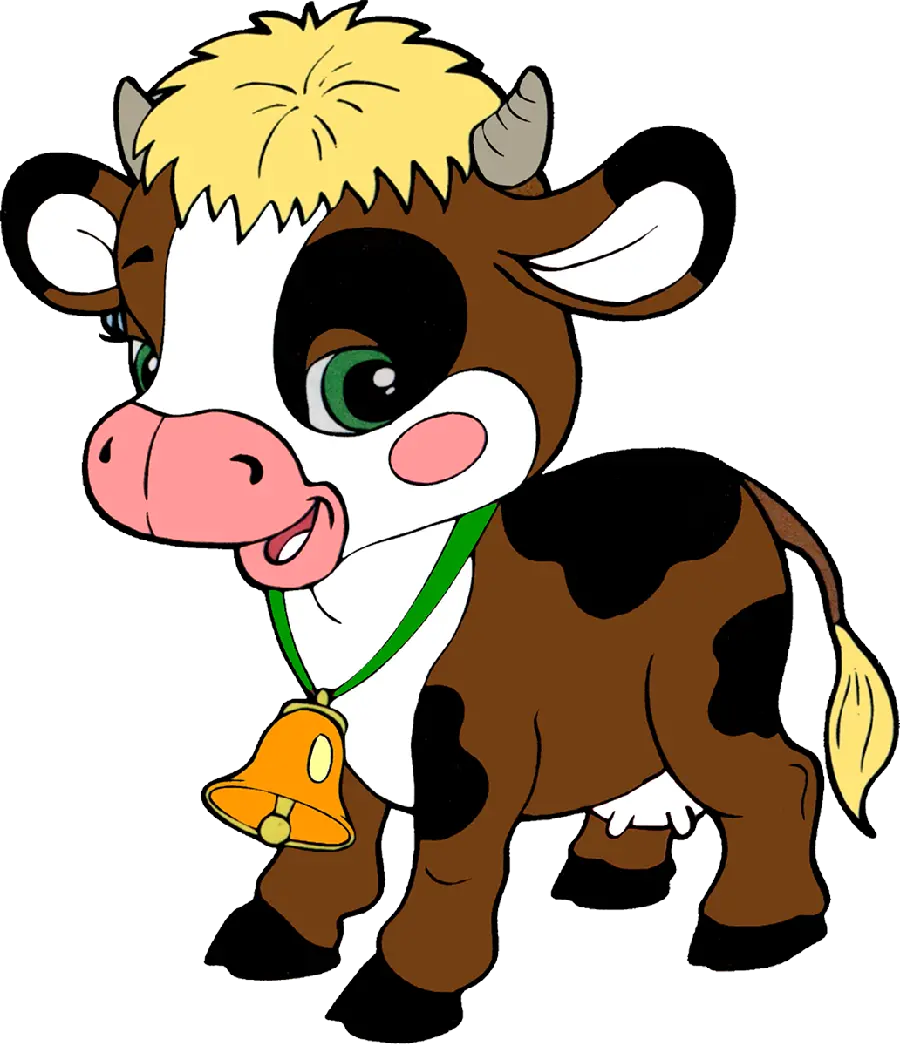 Cartoon and animated cow PNG image suitable for logo design