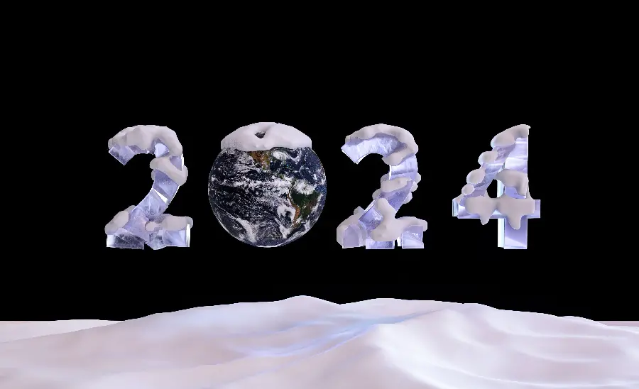 High quality cute snowflake image of the number 2024 for New Year greetings