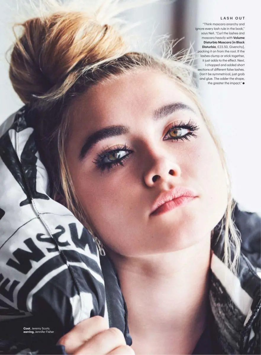 A picture of the beautiful and attractive face of the emerging English actress Florence Pugh