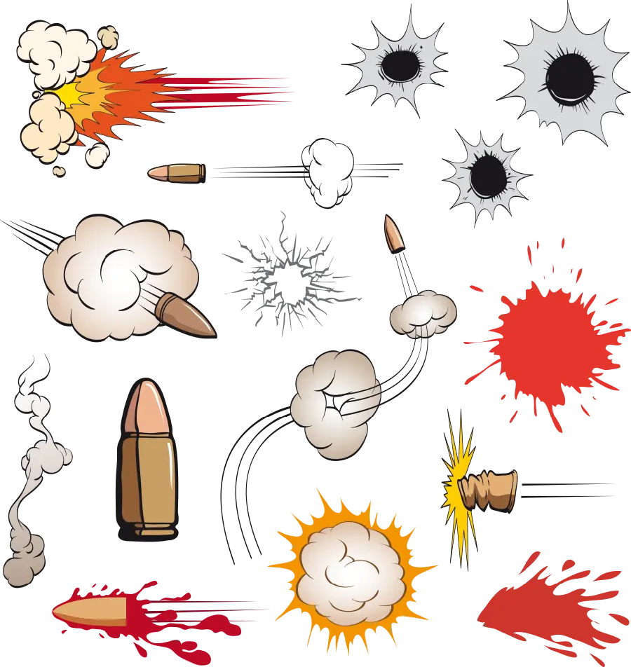 PNG png graphic image of various types of war bullets suitable for making stickers and labels 
