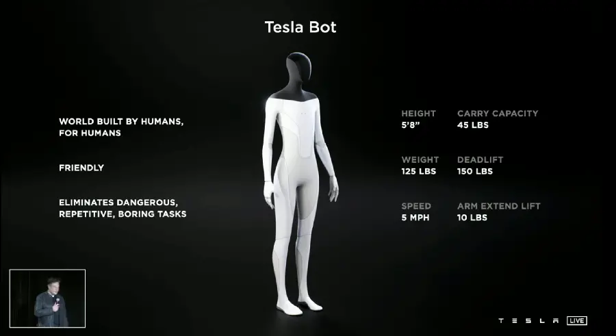 Detail image of the new robot Optimus Tesla in HD quality 